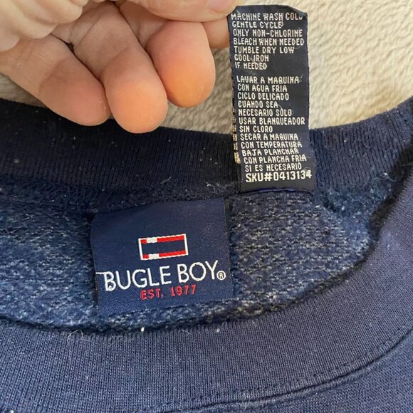 Bugle Boy Mens Sweatshirt Size XL Navy Blue Crewneck Pullover Classic Casual - Picture 3 of 8